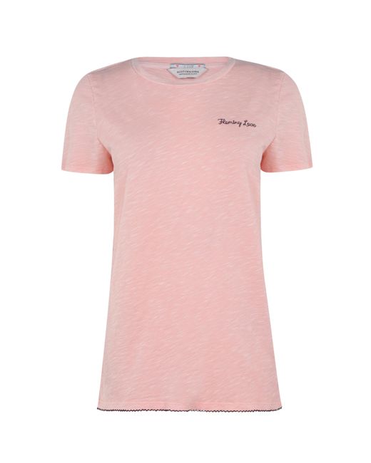 Scotch & Soda Pink Embroided Tee