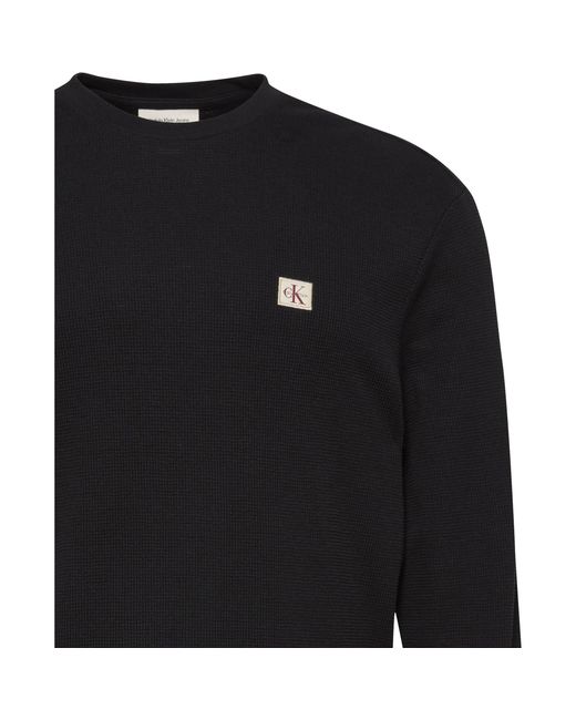 Calvin Klein Black Ckj Waffle Long-Sleeve T-Shirt for men
