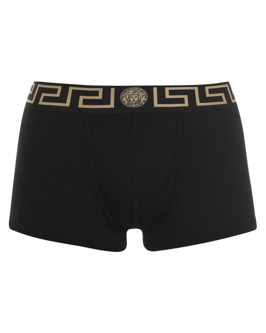 Versace Black Two Pack Greca Waistband Trunks for men