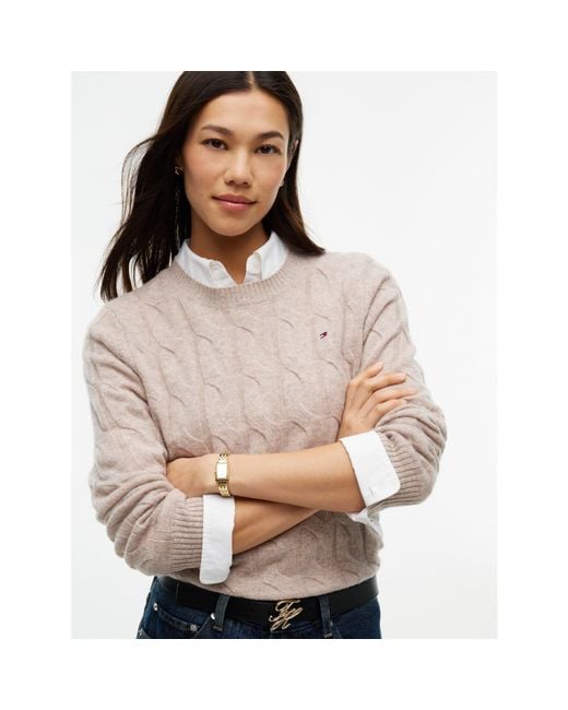 Tommy Hilfiger Pink Tommy Wool Cbl Knit Ld64