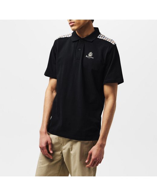 Aquascutum Black Short Sleeve Polo Shirt for men