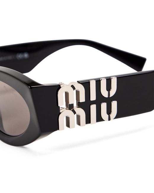 Miu Miu Black 0Mu 11Ws Oval Sunglasses