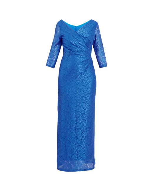 Gina Bacconi Blue Fearne Lace Wrap Maxi Dress