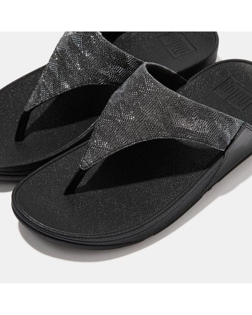 Fitflop Black Lulu Glitz Toe-Post Sandals