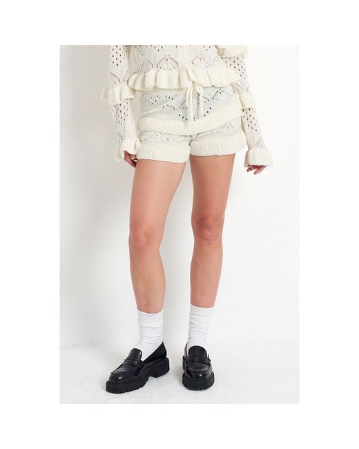 The Ragged Priest White Gentle Knitted Shorts