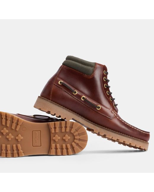 Barbour Brown Tiler Moc Flat Ankle Boots for men