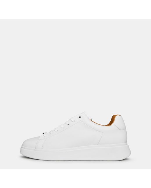 Boss White Bulton Platform Leather Trainers for men