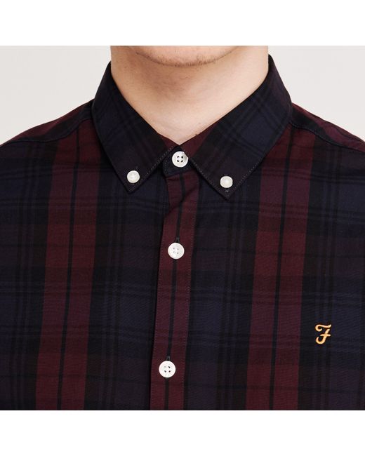 Farah Blue Brewer Checked Shirt for men