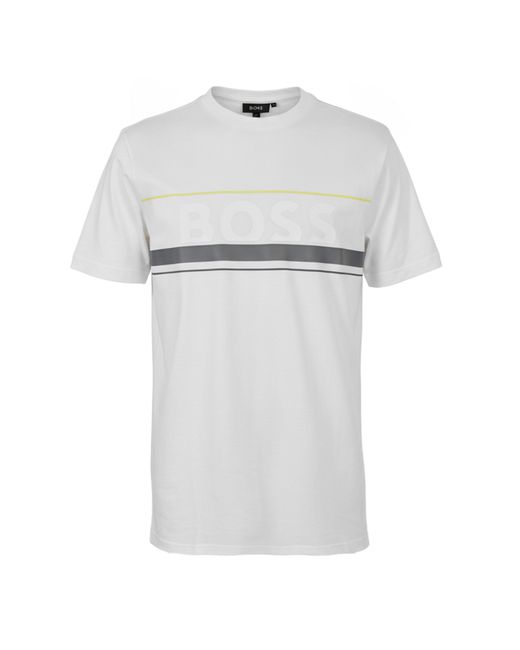 Boss White Hbg Zone Signature Logo T-Shirt for men