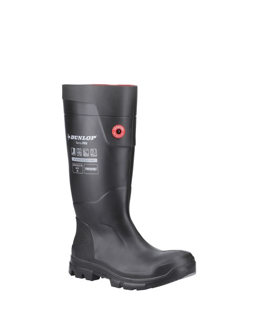 Dunlop Black Terrapro Full Safety Wellington for men