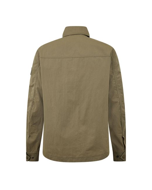 Belstaff Green Stride Zip Collar Long Sleeve Overshirt for men