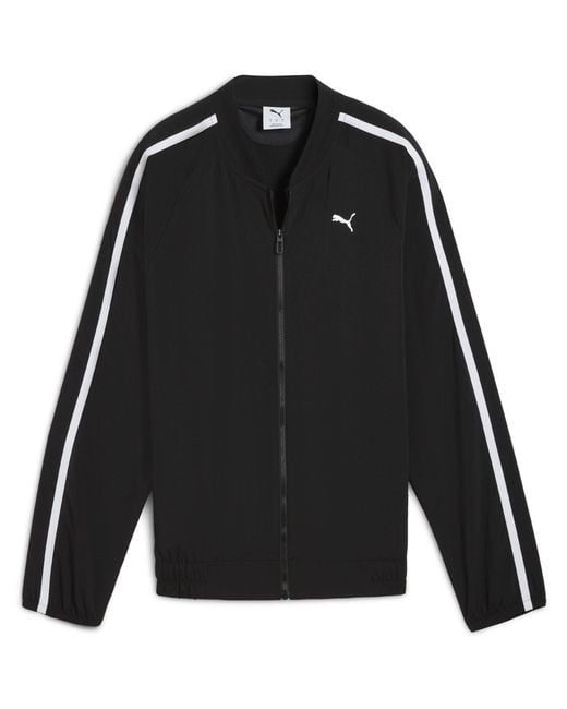 PUMA Black Floral Ribbon Woven Full Zip Tracksuit Top