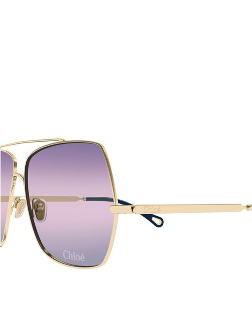 Chloé Pink Ch0278S Sculptural Metal Oversized Sunglasses