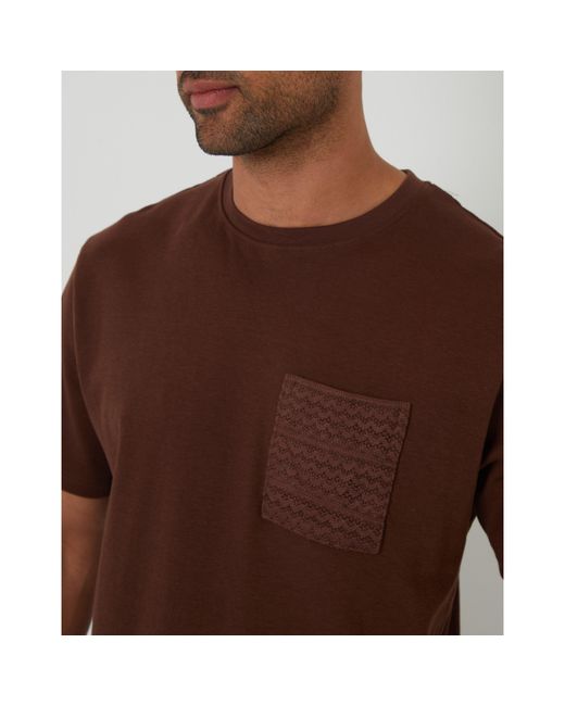 Threadbare Brown Havana Regular Fit T-Shirt for men
