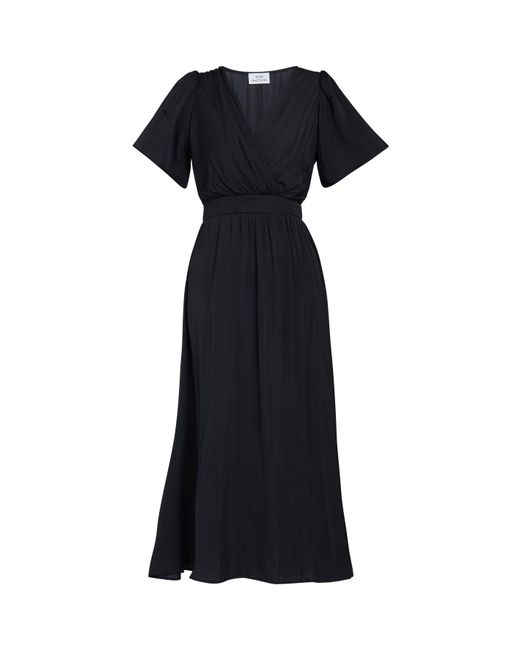 Gina Bacconi Black Carole Flowing V-Neck Dress
