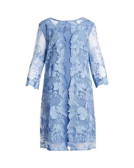 Gina Bacconi Blue Savoy Embroidered Lace Mock Jacket