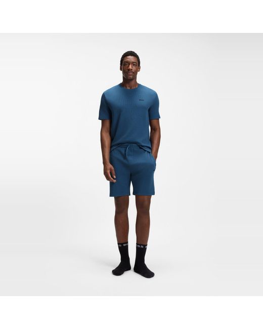 Boss Blue Bodywear Waffle T-Shirt With Structured Design for men