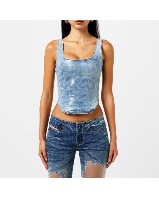DIESEL Blue De-shi-s Crop Top