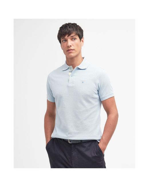 Barbour Blue Tartan Pique Polo Shirt for men