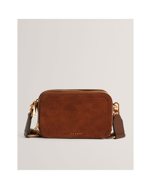 Ted Baker Brown Suede Camera Crossbody Bag