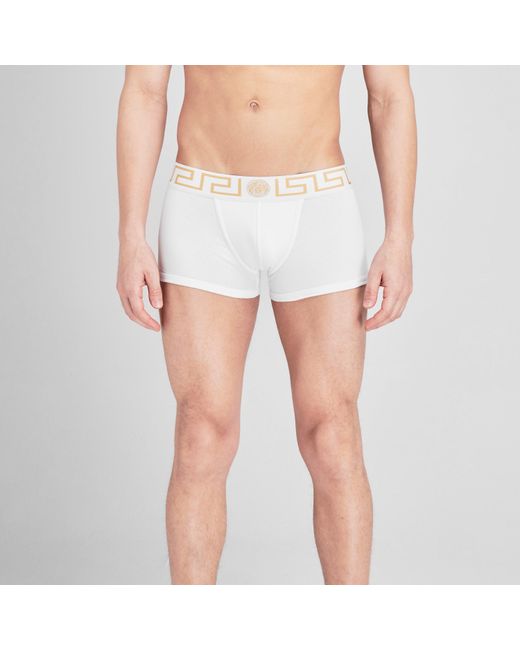 Versace Black Two Pack Greca Waistband Trunks for men