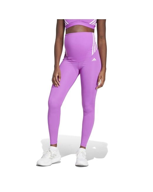 Adidas Purple Optime Essentials Full-Length Leggings (Maternity)