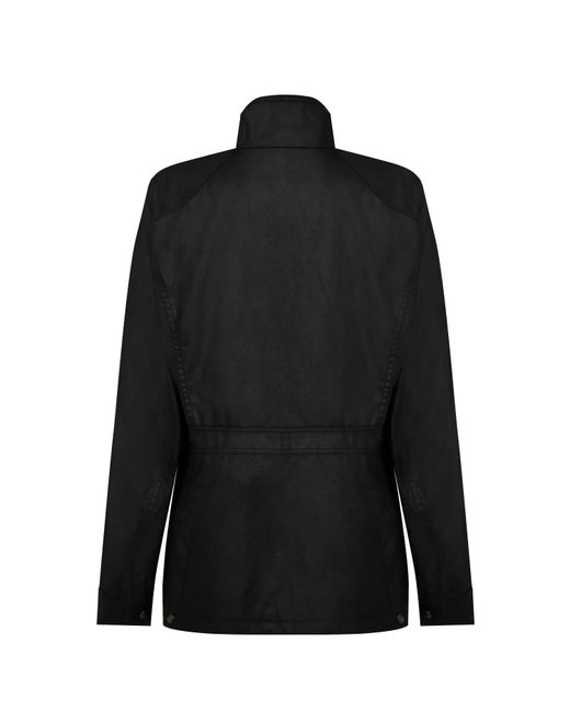 Belstaff Black Madeline Water Resistant Waxed Long Sleeve Wax Jacket