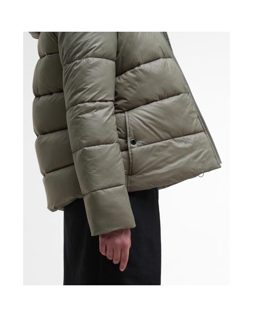 Barbour Green Olivios Hooded Long Sleeve Full Zip Short Puffer Jacket