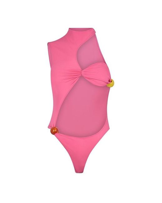 Jacquemus Pink Le Body Perola Asymmetric Bodysuit