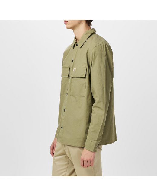 Calvin Klein Green Cargo Cotton Long Sleeve Relaxed Fit Overshirt for men