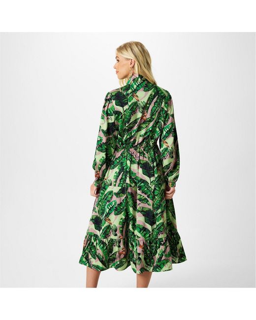 Biba Green Tiered Midi Dress