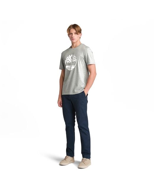 Timberland Gray Northwood Tree Logo Cotton Short-Sleeve T-Shirt for men