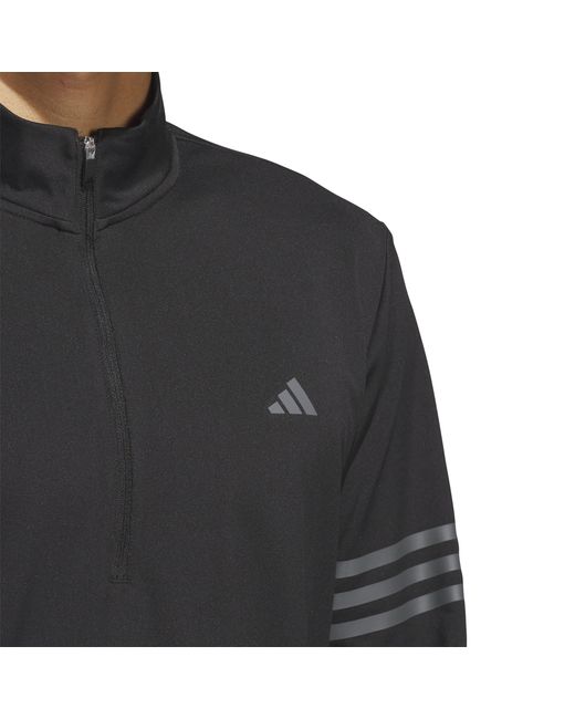 Adidas Black 3 Stripe Zip Top for men