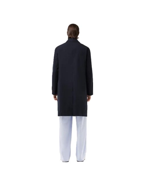 Lacoste Blue Lightweight Showerproof Cotton Twill Trench Coat for men