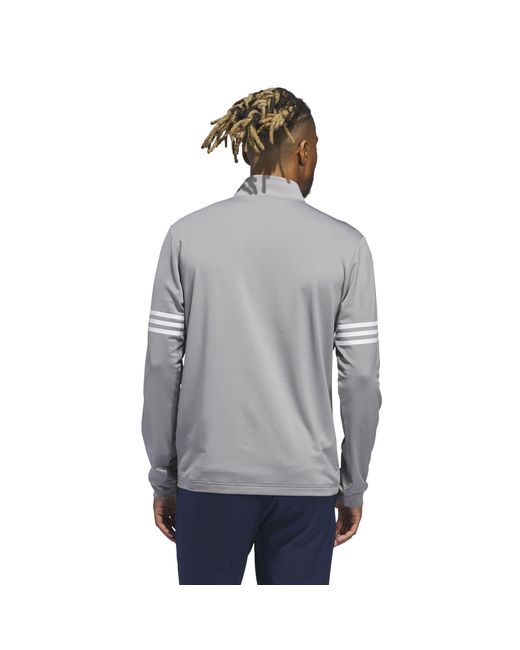 Adidas Gray 3 Stripe Zip Top for men