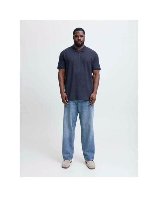 Jack & Jones Blue Jack Austin Zip Polo Plus Size for men
