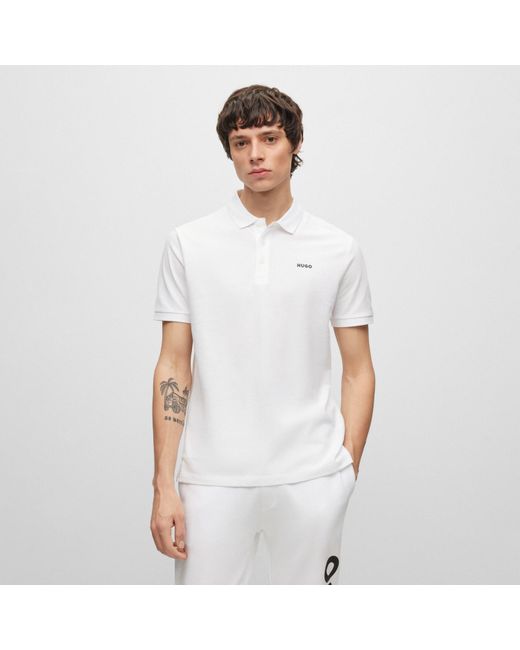 HUGO White Donos Polo Shirt for men