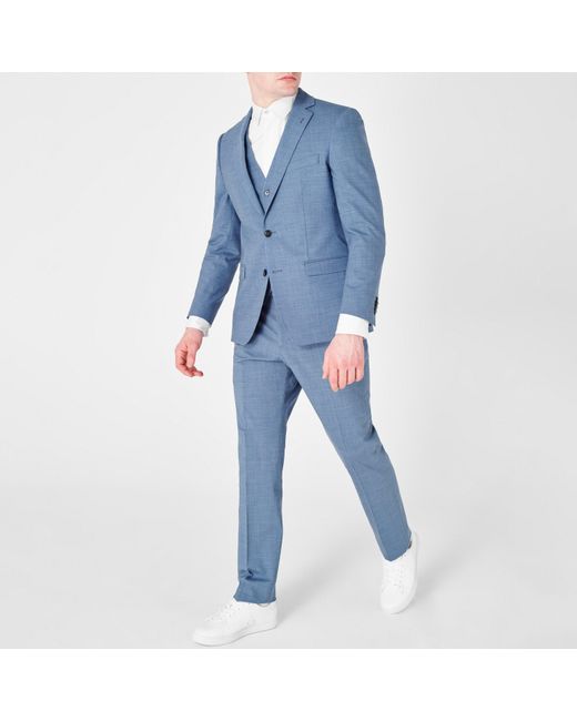 Without Prejudice Blue Kilburn Slim Fit Suit Trousers for men