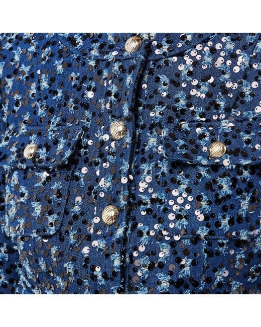 Karl Lagerfeld Blue Classic Denim Structured Fit Denim Jacket