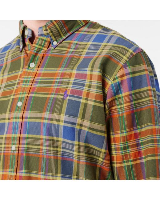 Polo Ralph Lauren Green Oxford Check Long Sleeve Shirt for men