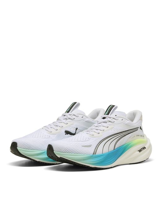 PUMA White Magnify Nitro 3 Running Shoes