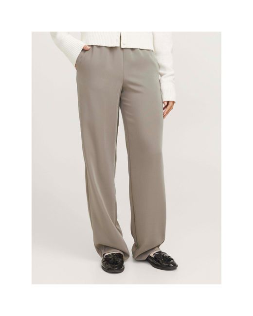 JJXX Gray Poppy High-Waisted Straight Leg Trousers