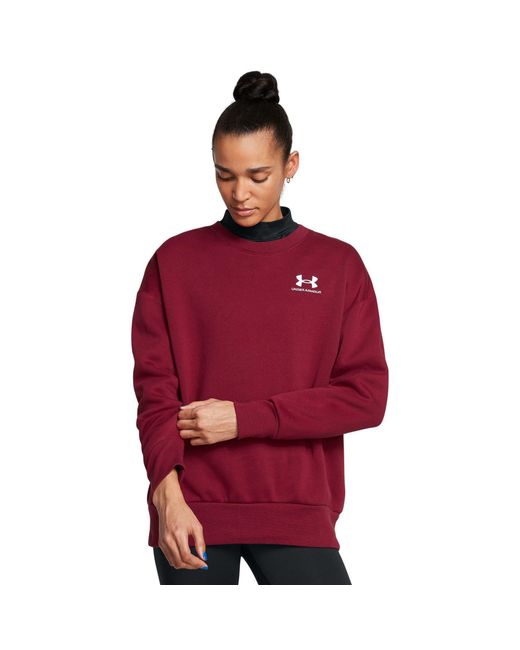 Under Armour Red Essential Fleece Crew Sweatshirt