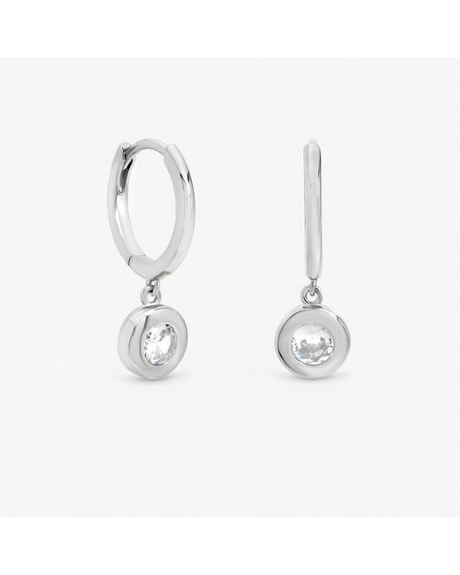 Jon Richard White Cubic Zirconia Bezel Huggie Earrings