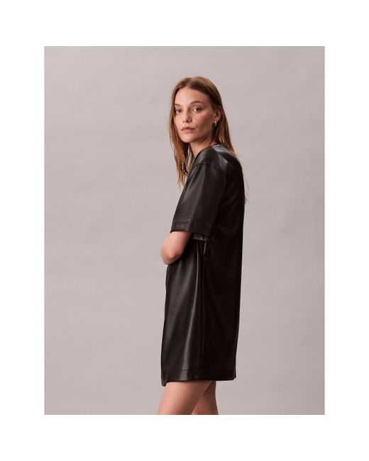 Calvin Klein Black Textured T-Shirt Dress