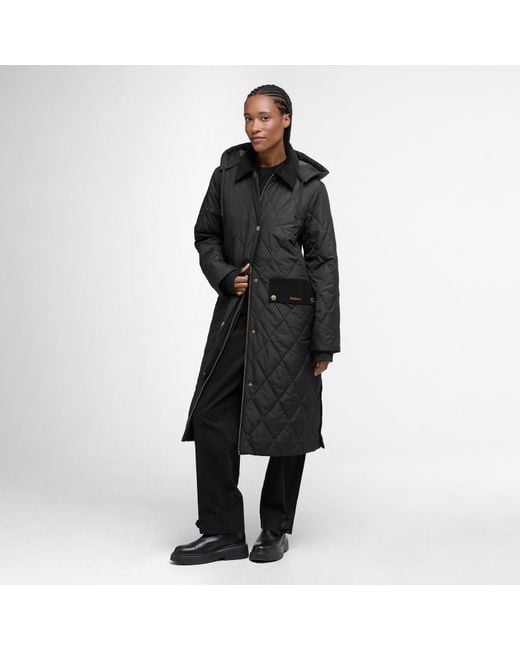 Barbour Black Meredith Hooded Long Sleeve Quilted Jacket