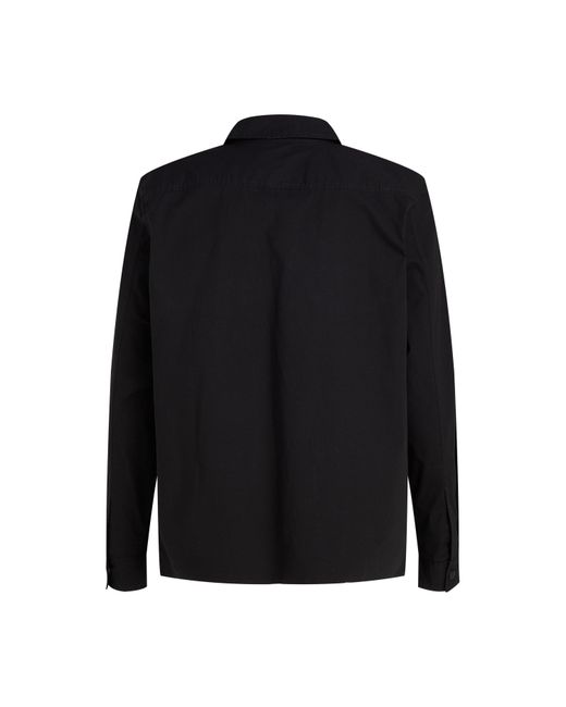 Calvin Klein Black Cargo Cotton Long Sleeve Relaxed Fit Overshirt for men