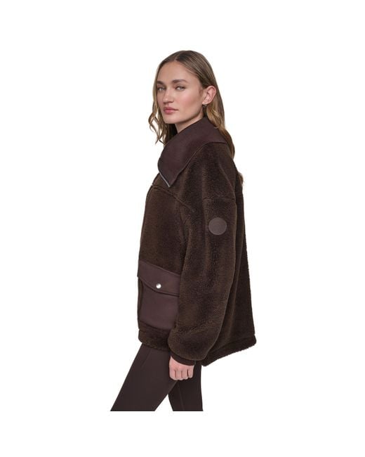 DKNY Brown Fnlnk Shrpa Jkt Ld64