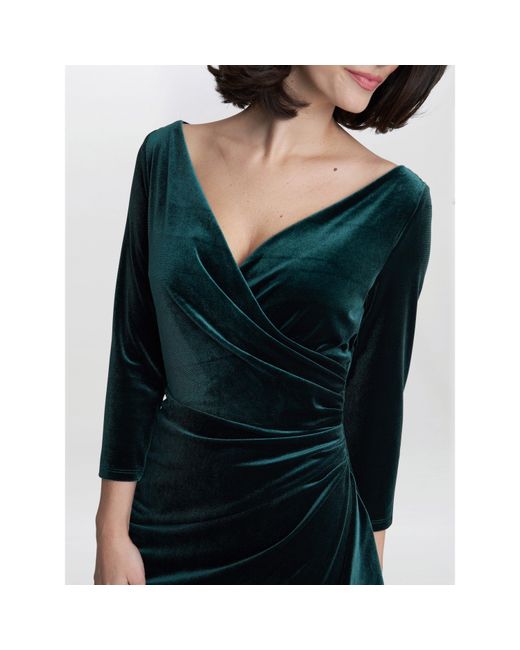 Gina Bacconi Green Zoe Velvet Wrap Dress