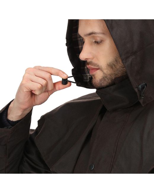 Regatta Black Cranbrook Wax Cotton Riding Quilted Jacket for men